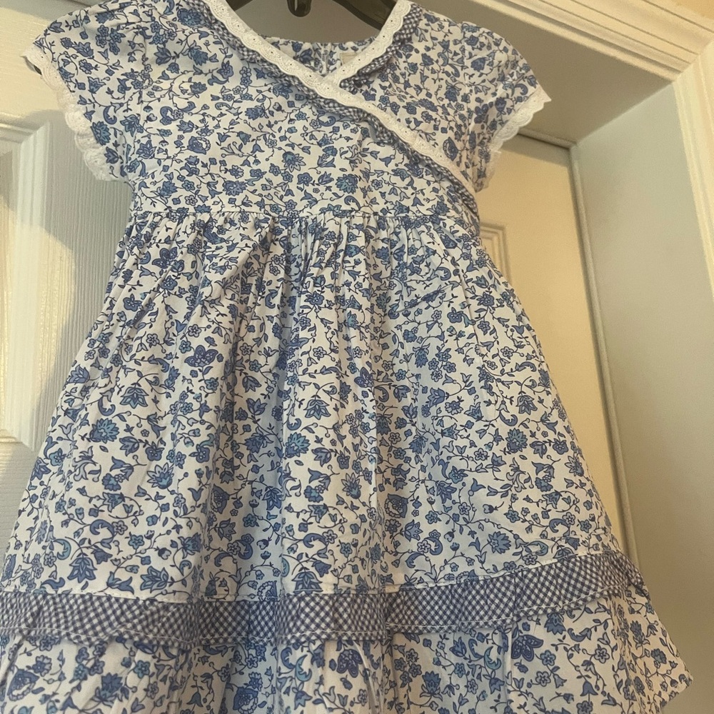 George Infant/Toddler Blue and White Asymmetrical Sundress with Matching Panty